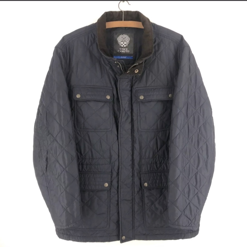 Vince Camuto Quilted Zip Up Jacket Mens 2XL Blue